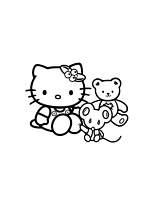 coloriage hello kitty et ses peluches